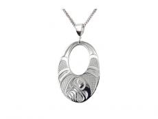 Silver Pewter ~ Raven Wings Oval Pendant