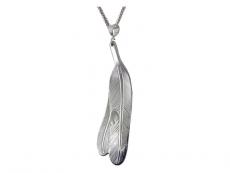 Silver Pewter ~ Eagle Feather Pend w/Sterling Silver Chain