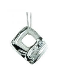 Silver Pewter ~  Orca Square Pend w/Sterling Silver Chain