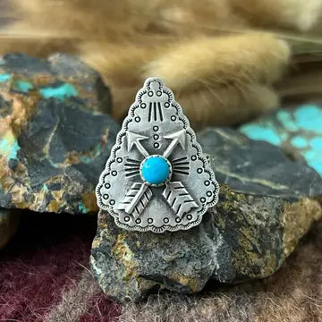 NIZ ~ SS Arrows Ring w/Turquoise (Adjustable)