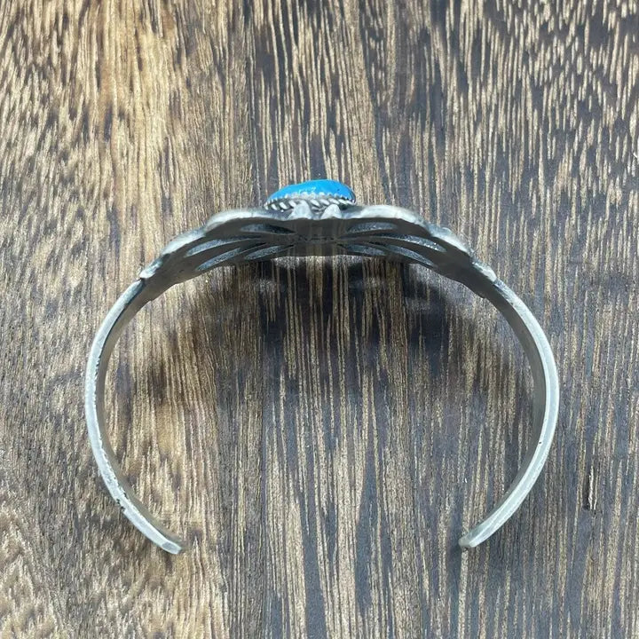 Navajo SS Kingman Turquoise Cuff Bracelet