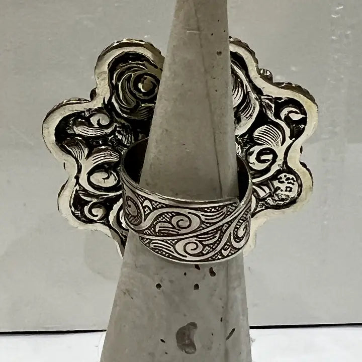 HOCT ~ SS Turquoise Flower Ring