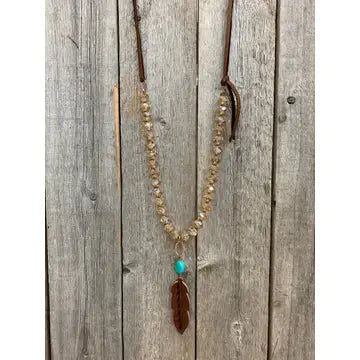 JF ~ Golden Crystal w/Turquoise & Feather