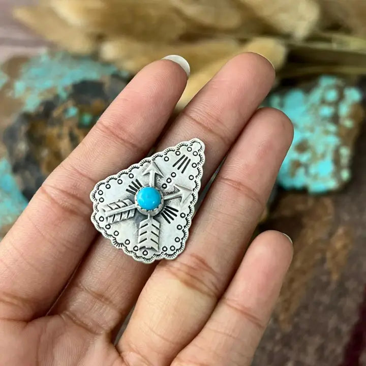 NIZ ~ SS Arrows Ring w/Turquoise (Adjustable)