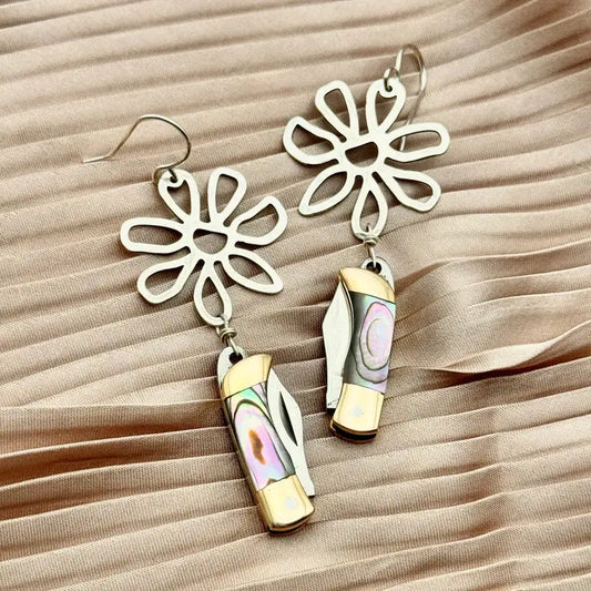 Earrings ~ Wild Bloom Knife Earrings w/Abalone