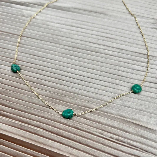 Necklace ~ Claire 14" Gold NK w/Turquoise