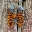 JF ~ Concho & Leather Headdress Earrings