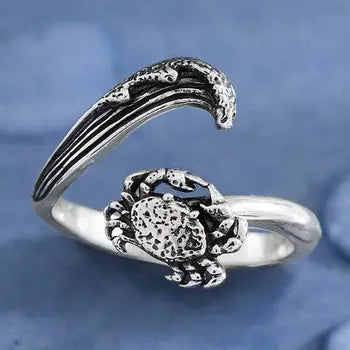 ND~ SS Adjustable Wave & Crab Ring