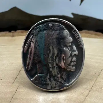 MCJ ~ U.S. Buffalo Nickel Coin Ring - Shine (Native American)