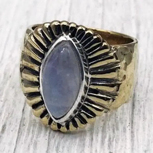 bah - Free Spirit Ring ~ Brass w/ Moonstone SZ 8