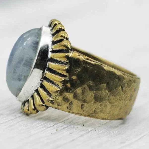 bah - Free Spirit Ring ~ Brass w/ Moonstone SZ 8