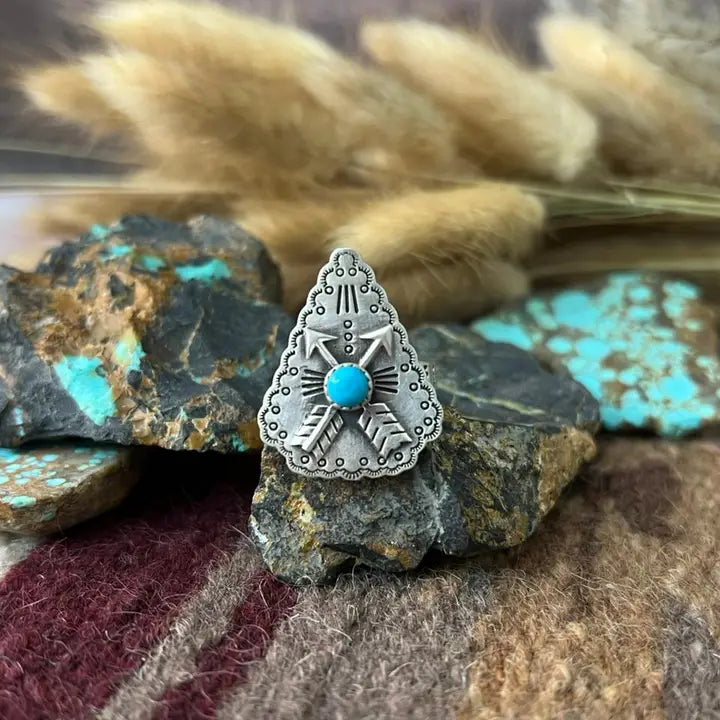NIZ ~ SS Arrows Ring w/Turquoise (Adjustable)