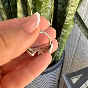 NIZ ~ Sterling Silver Onyx Bat Ring (Adjustable)
