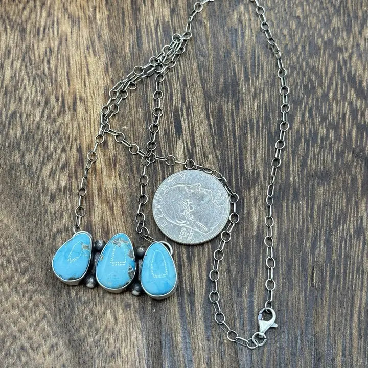 Navajo Handmade SS Blue Ridge Turquoise NK 18"