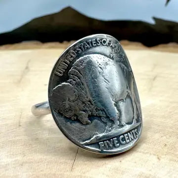 MCJ ~ U.S. Buffalo Nickel Coin Ring - Shine
