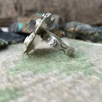 NIZ ~ SS White Buffalo Butterfly Ring (Adjustable)