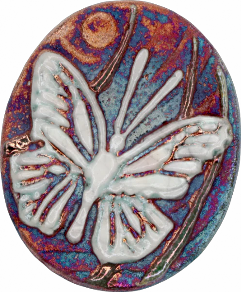 RAKU Butterfly Medallion Ornament