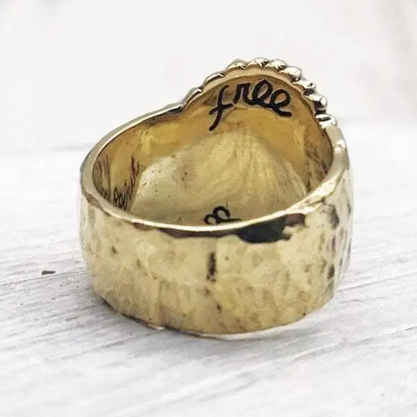 bah - Free Spirit Ring ~ Brass w/ Moonstone SZ 8