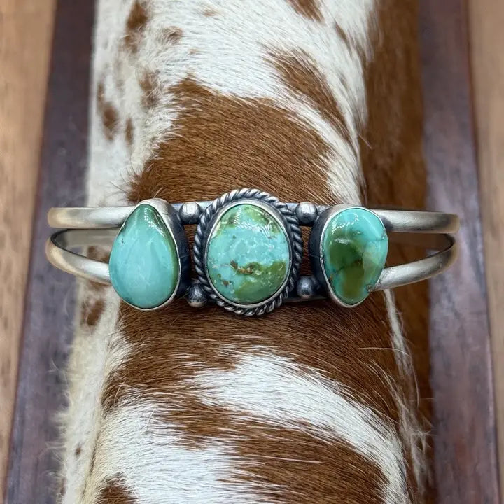 Navajo SS Sonoran Gold Cluster Cuff Bracelet