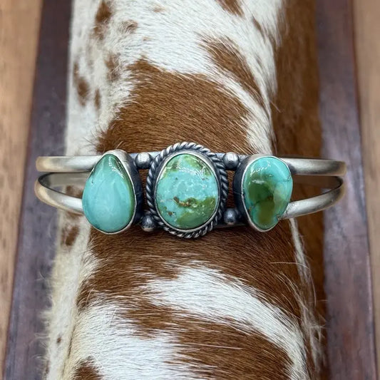 Navajo SS Sonoran Gold Cluster Cuff Bracelet