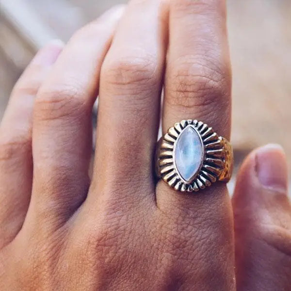 bah - Free Spirit Ring ~ Brass w/ Moonstone SZ 8