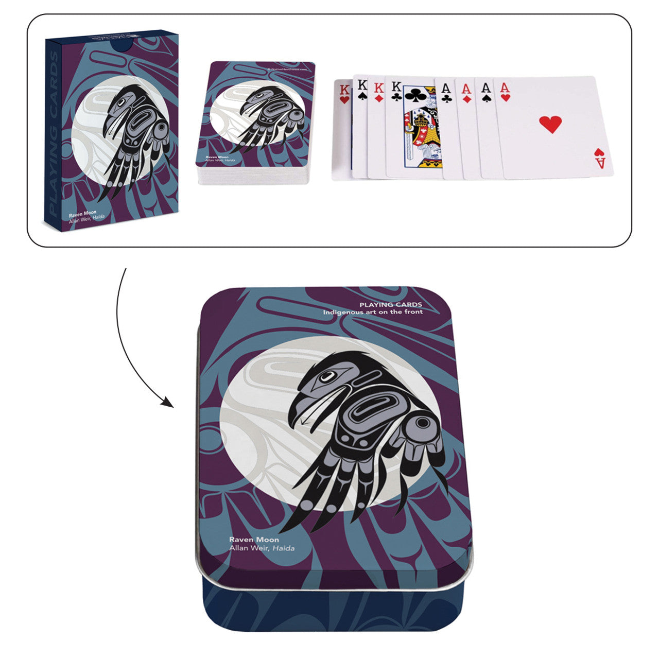 Gar Playing Cards in Tin Raven Moon