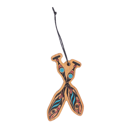 Gar Salmon Paddles Wood Ornament