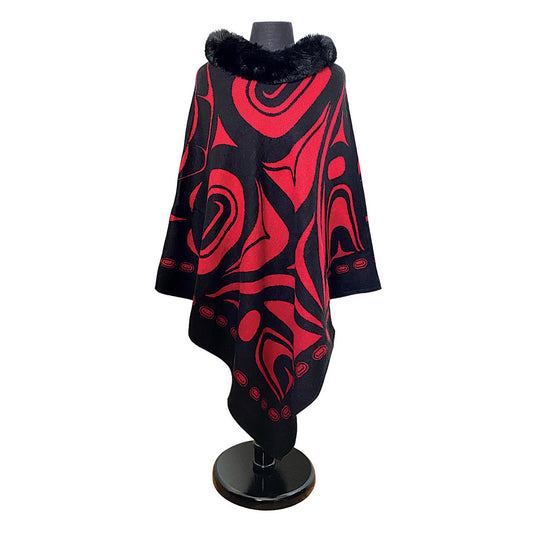 Gar Fur Collar Cape - Raven