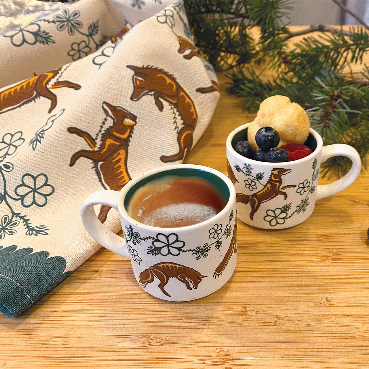 Gar Ceramic Espresso Mugs (Set of 2) Foxes