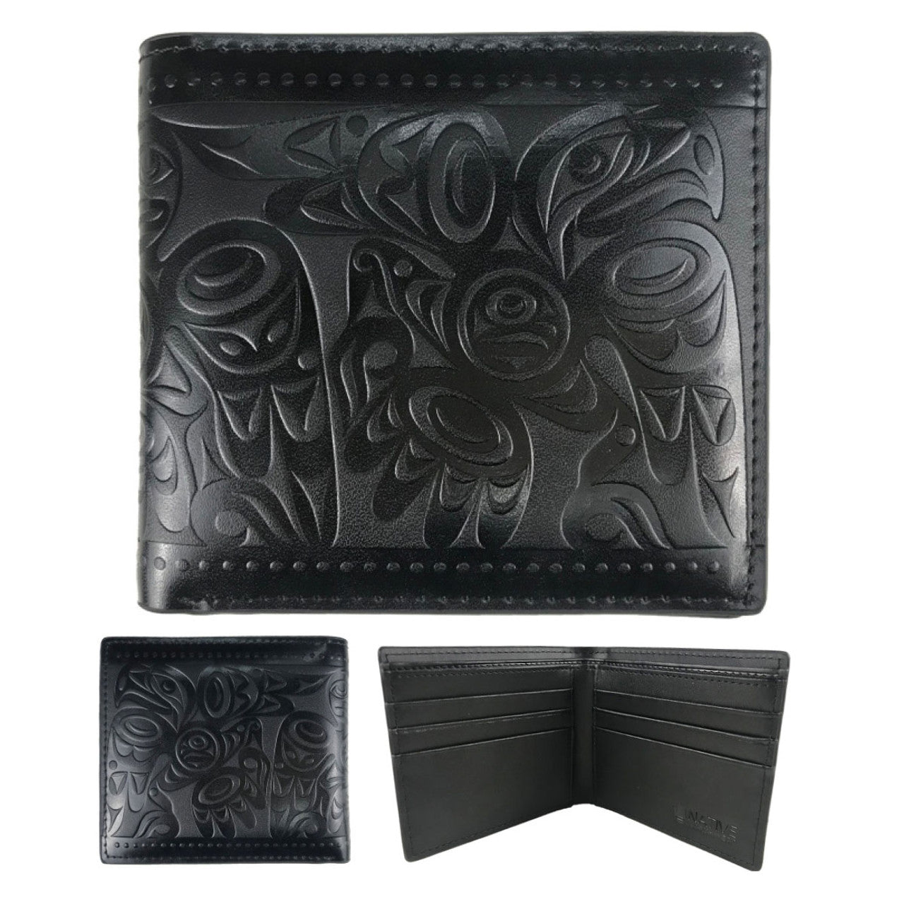 Gar Salish Eagle Leather Black Wallet
