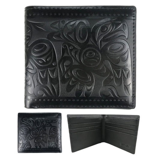 Gar Salish Eagle Leather Black Wallet