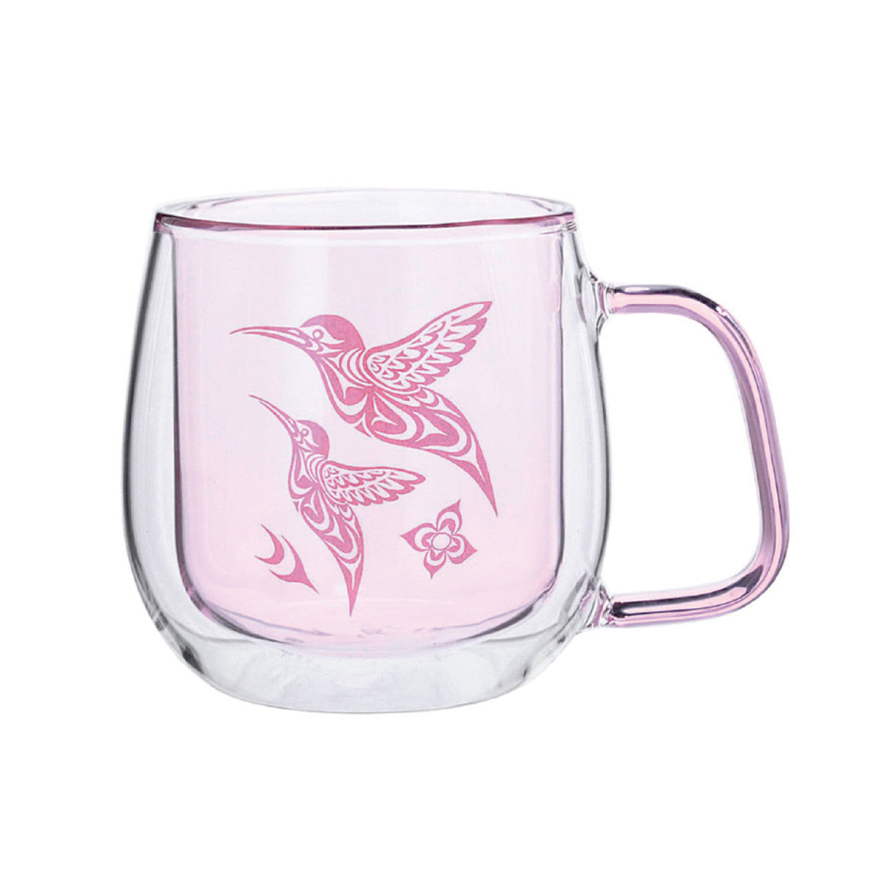 Gar Double Walled  Colored Glass Mug - Hummingbird