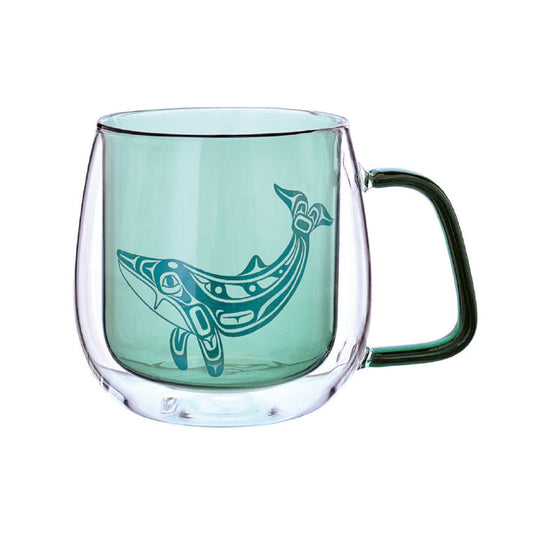 Gar Double Walled Glass Mug - Humpback Whale