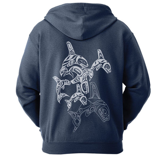 Zippered Hoodie ~ Orca Family